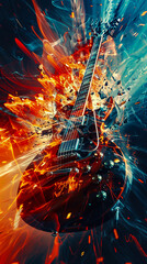 Pulsating beats and rhythms, encapsulating the raw energy of rock music, mobile phone wallpaper