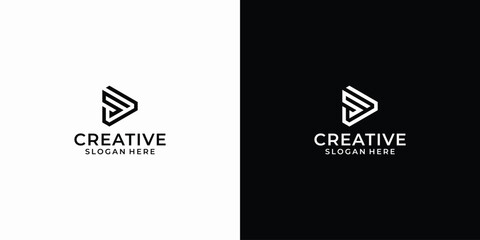 Ds letter triangle shape logo design icon