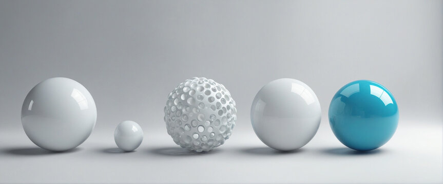 Set of abstract spheres, 3d render white