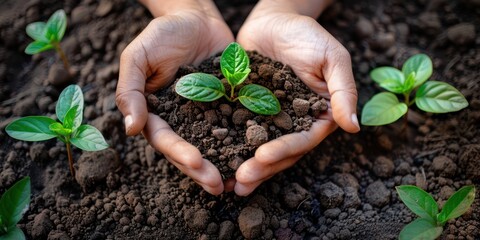 plant in hands, sustainable development