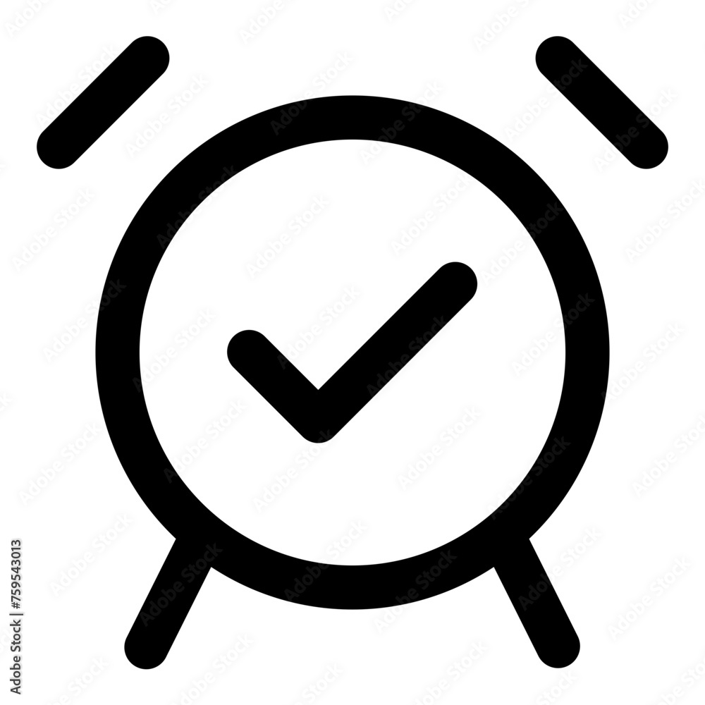 Poster alarm tick icon in outline style. simple reminder vector — pixel-perfect icon.