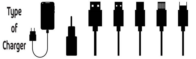 Mobile phone charger icon. Usb cable type Icon outline style. Charger icon vector illustration.