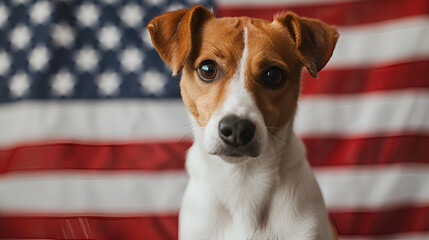 Adorable dog against national flag,Cute mixed breed dog with flag,international pet day
