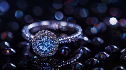 Fototapeta premium Shiny Crystal Stone A Luxurious Fashion Jewelry Ring with Precious Gem