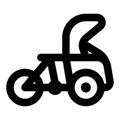 Icon of a becak in outline style vector. Use for web, app, mobile design, infographic, etc