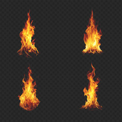 Set fire abstract vector  on a transparent background. Abstract flame & fire vector set. Ignite your designs with this scorching collection. Heat up your projects with infernal flair.