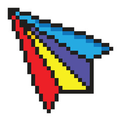 Fototapeta premium Paper airplane in pixel art style