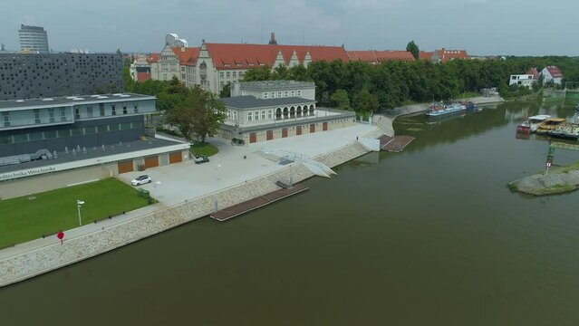 Polytechnic Boulevard River Odra Wroclaw Aerial View Poland
