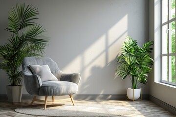Fototapeta na wymiar 3D rendering of interior modern living room with armchair.