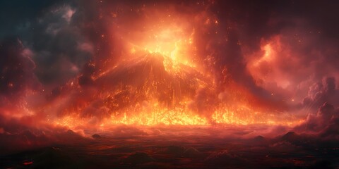 A volcanic eruption scene background in digital art_01