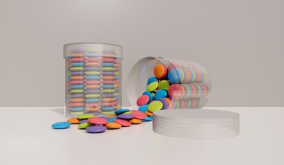 Jars and candies of various colors
