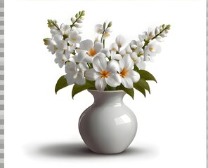 white flowers in a vase, arranging white flowers in vase, sight of flowers in vase with white clean background, importance of vase for flowers