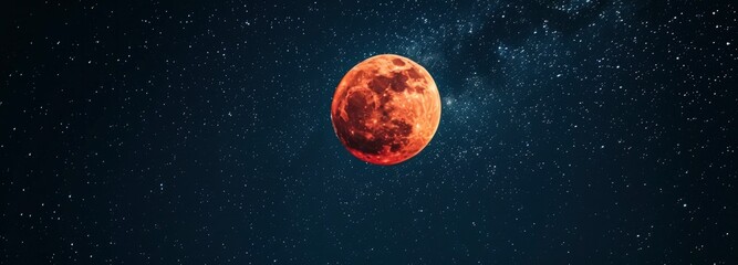 A red moon in the dark night sky