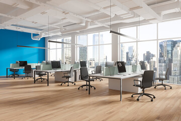 White and blue open space office corner © ImageFlow