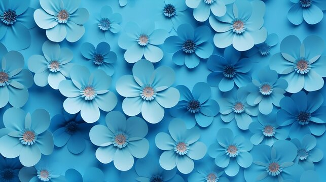 Flores, margaritas, azul claro, primer plano, collage floral, primavera, composición, naturaleza colección de foto

