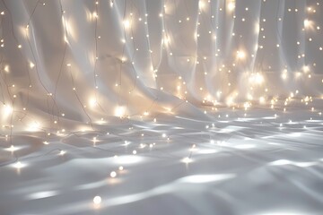 white backdrop. It should have multiple small LED lights scattered across to mimic the appearance of stars. The lights should vary in brightness  - obrazy, fototapety, plakaty