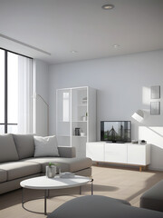 Fototapeta na wymiar Modern scandinavian living room interior - 3d render