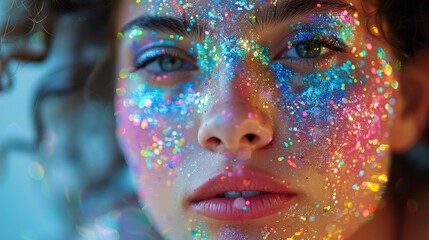 Woman Covered in Glitter - obrazy, fototapety, plakaty