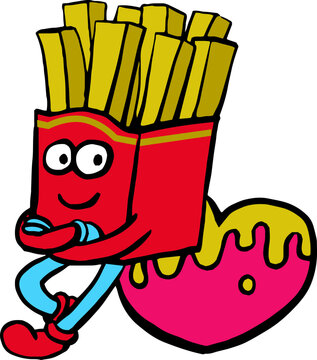 potato french fries mascot vector illustration