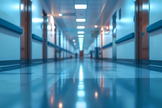 blur image background of corridor in hospital or clinic 