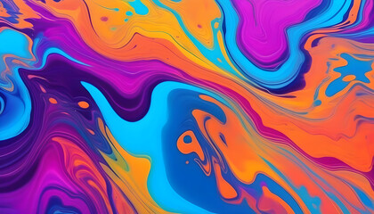 An abstract painting with vibrant colors and swirling patterns