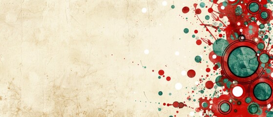  a grungy background with red and green circles and a grungy background with red and green circles.