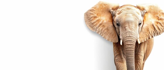  a close up of an elephant's head on a white background with only the trunk of the elephant visible.