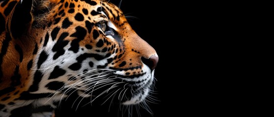  a close up of a tiger's face on a black background with only the head of the tiger visible.