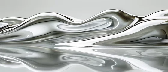 Foto op Aluminium  a close up of a white and silver object with a reflection on the surface of the surface of the water. © Jevjenijs
