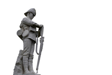 Memorial monument sculpture of a soldier,  remembering brave soldiers who sacrificed their lives in...