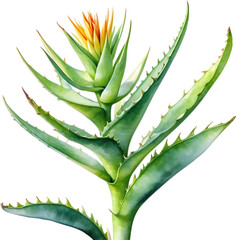 Watercolor painting of Aloe Vera flower.