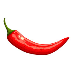 Red hot natural chili pepper, pod realistic image.