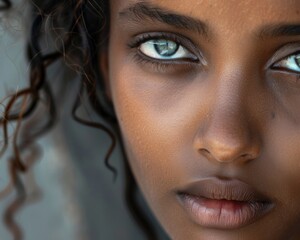 close-up studio portrait of a young ethiopian woman
