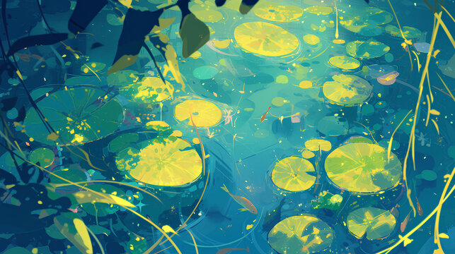 beautiful colors of lily pad leaves floating pond lilypad Lily