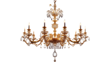 Elegant Chandelier on Transparent Background, PNG Design Element - Hand Edited Generative AI