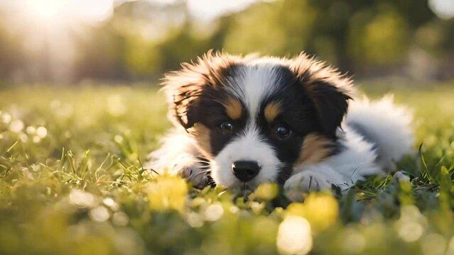 golden retriever puppy at the park 