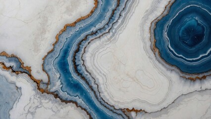 Blue waves across white agate marble, backdrop for wallpapers, posters, and websites, blending natural stone texture with modern design - obrazy, fototapety, plakaty