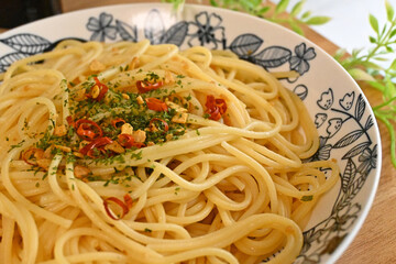 ペペロンチーノのパスタ