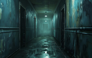 Fototapeta na wymiar old abandoned corridor
