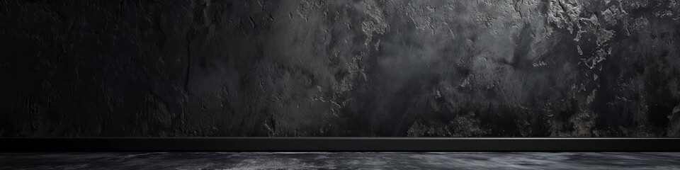 Abstract cement wall in black, dark, and gray, with an interior texture for products on display. background of a wall.