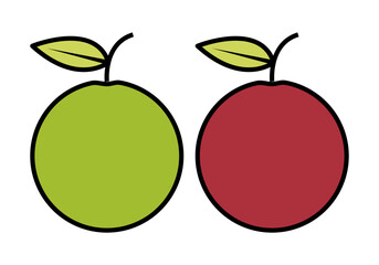 Icono de dos manzanas verdes y rojas.