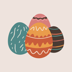 Colorful eggs with different patterns