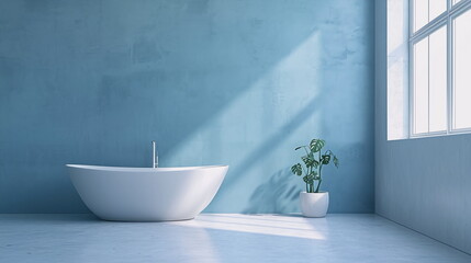 Fototapeta na wymiar Frontal view of a modern bathroom with empty walls