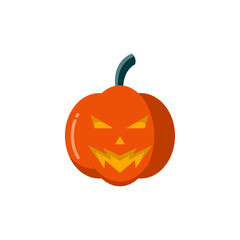 Halloween Pumpkin Flat Icon - Halloween Elements Icon Vector Illustration.