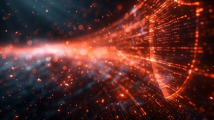 Obraz premium Digital Privacy Shield: Graphic design featuring a shield symbolizing privacy protection, with data flowing through a secure tunnel created by a VPN connection, ensuring confidentiality and security.