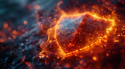 Firewall visualized as a glowing shield: A stylized image of a firewall represented as a protective barrier deflecting incoming digital attacks. - obrazy, fototapety, plakaty