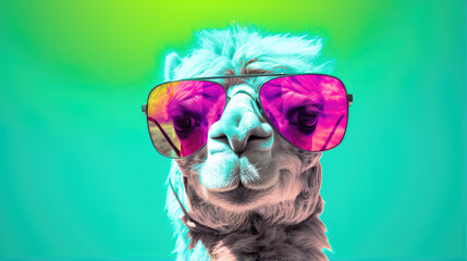 funky llama in stylish eyewear art