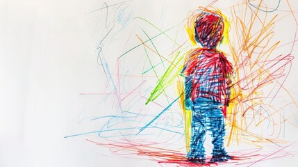 Activists Advocating for Children's Rights with Crayon Art Generative AI