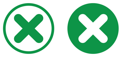 Obraz premium Cross sign element. green x icon circle