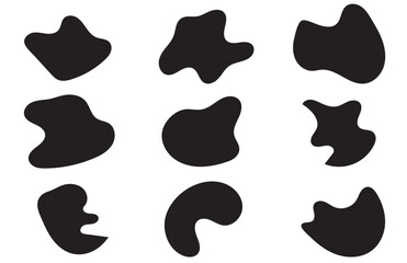 Organic blobs set icon. Random shapes cube drop